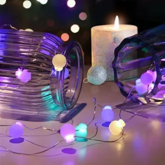 Solight LED božićni lanac u boji, kuglice, 20x LED, 2m, 2x AA