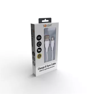 Solight lightning kabel, USB 2.0 A konektor - Lightning konektor, silikon, 1m