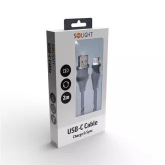 Solight USB-C kabel, USB 2.0 A konektor - USB-C 3.1 konektor, silikon, 2m