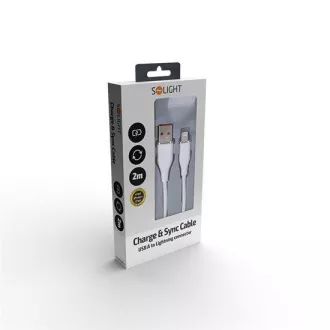 Solight lightning kabel, USB 2.0 A konektor - Lightning konektor, silikon, 2m