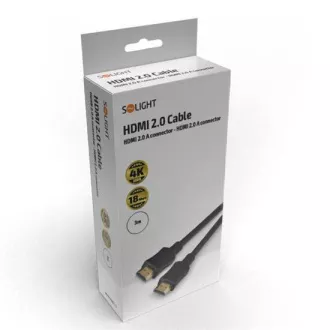 Solight HDMI kabel s Ethernetom, HDMI 2.0 A konektor - HDMI 2.0 A konektor, blister, 3m Solight HDMI kabel s Ethernetom, HDMI 2.0 A konektor - HDMI 2.0 A konektor, blister, 3m