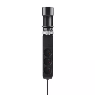 Solight 3z + USB A+C prijenosne stolne utičnice, 2 m, crne, USB brzi punjač 20W PD
