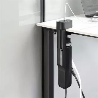 Solight 3z + USB A+C prijenosne stolne utičnice, 2 m, crne, USB brzi punjač 20W PD