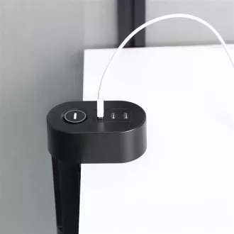 Solight 3z + USB A+C prijenosne stolne utičnice, 2 m, crne, USB brzi punjač 20W PD