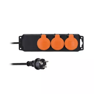 Solight produžni kabel IP44, 3 utičnice, gumeni kabel, vanjski, 10 m