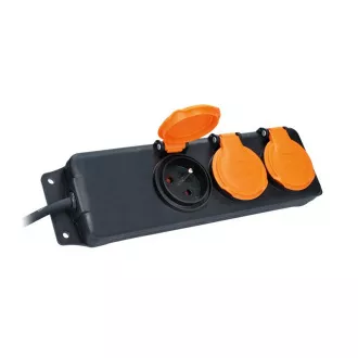 Solight produžni kabel IP44, 3 utičnice, gumeni kabel, vanjski, 10 m