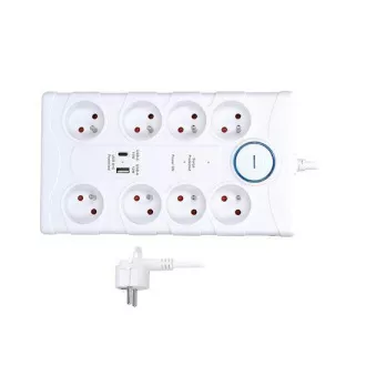 Solight prenaponska zaštita, 8z, USB A+C, 2 m, bijela Solight prenaponska zaštita, 8z, USB A+C, 2 m, bijela