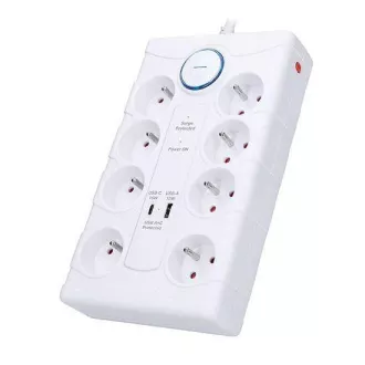 Solight prenaponska zaštita, 8z, USB A+C, 2 m, bijela Solight prenaponska zaštita, 8z, USB A+C, 2 m, bijela