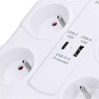 Solight prenaponska zaštita, 8z, USB A+C, 2 m, bijela Solight prenaponska zaštita, 8z, USB A+C, 2 m, bijela