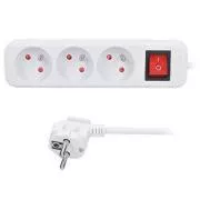 Solight produžni kabel 3m, 3 utičnice, prekidač, 16A/3680W, PVC, bijeli