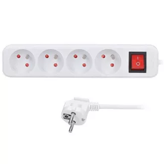 Solight produžni kabel 5m, 4 utičnice, prekidač, 16A/3680W, PVC, bijeli