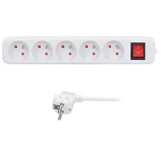 Solight produžni kabel 3m, 5 utičnica, prekidač, 16A/3680W, PVC, bijeli