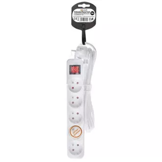 Solight produžni kabel 3m, 5 utičnica, prekidač, 16A/3680W, PVC, bijeli