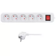 Solight produžni kabel 5m, 5 utičnica, prekidač, 16A/3680W, PVC, bijeli