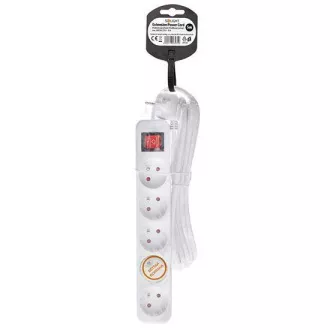 Solight produžni kabel 5m, 5 utičnica, prekidač, 16A/3680W, PVC, bijeli