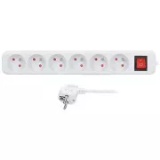 Solight produžni kabel 3m, 6 utičnica, prekidač, 16A/3680W, PVC, bijeli