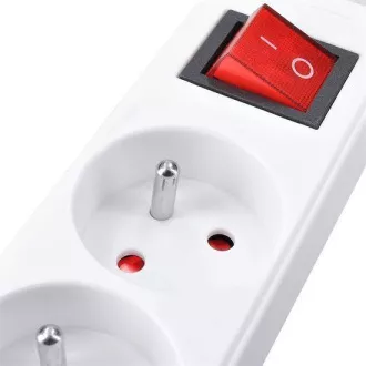 Solight produžni kabel 3m, 6 utičnica, prekidač, 16A/3680W, PVC, bijeli