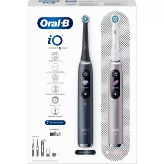 Oral-B iO Series 9 Duo Black Onyx & Rose Quartz set električnih četkica za zube, magnet, 7 načina rada, AI