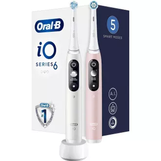 Oral-B iO Series 6 Duo White & Pink Sand set električne četkice za zube, 5 načina rada, AI, timer