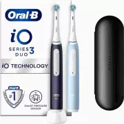 Oral-B iO Series 3 Duo Black & Blue električna četkica za zube, 3 načina rada, mjerač vremena, senzor pritiska, torbica