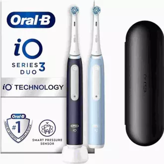 Oral-B iO Series 3 Duo Black & Blue električna četkica za zube, 3 načina rada, mjerač vremena, senzor pritiska, torbica Oral-B iO Series 3 Duo Black & Blue električna četkica za zube, 3 načina rada, mjerač vremena, senzor pritiska, torbica