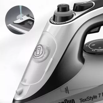 Braun SI7149WB TexStyle 7 Pro parno glačalo, 2900 W, protiv kapanja, automatsko isključivanje, prskanje, crno/bijelo