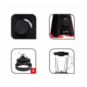 Tefal BL420838 Blendforce 2 stolni blender, 600 W, 2 brzine, pulsna funkcija, drobljenje leda, Smart Lock, crni