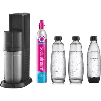 SodaStream Duo Titan Promo-Pack aparat za sodu, 2 staklene boce, 1 plastična boca, kanister CO2, crni SodaStream Duo Titan Promo-Pack aparat za sodu, 2 staklene boce, 1 plastična boca, kanister CO2, crni