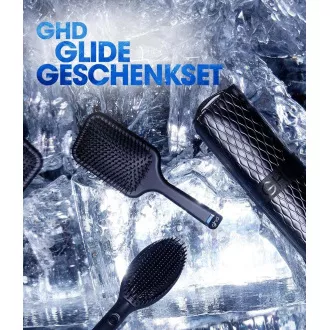 GHD Glide četka za vrući zrak, ionska tehnologija, poklon set, Iced Luxe kolekcija, crna