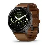 Garmin Venu 4 (45 mm) Slate / Crni silikonski remen i smeđi kožni remen, EU