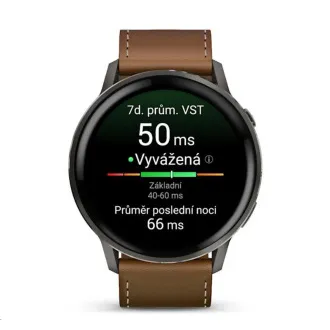 Garmin Venu 4 (45 mm) Slate / Crni silikonski remen i smeđi kožni remen, EU