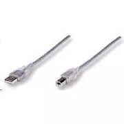 MANHATTAN kabel USB 2.0 AB spojni 3m (srebrni)