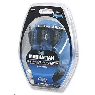 MANHATTAN pretvarač USB u 2x serijski port (USB AM/DB9M(2), RS232) MANHATTAN pretvarač USB u 2x serijski port (USB AM/DB9M(2), RS232)