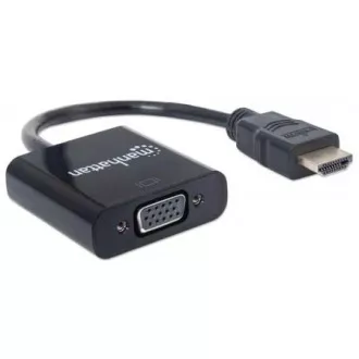 MANHATTAN pretvarač s HDMI na VGA (HDMI muški na VGA ženski, crni, polietilenska vrećica)