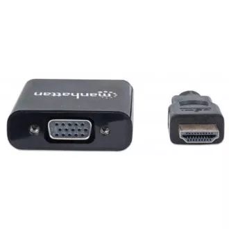 MANHATTAN pretvarač s HDMI na VGA (HDMI muški na VGA ženski, crni, polietilenska vrećica)