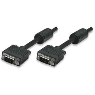 MANHATTAN SVGA kabel za monitor s feritnim jezgrama, HD15 muški / HD15 muški, 1,8 m, crni