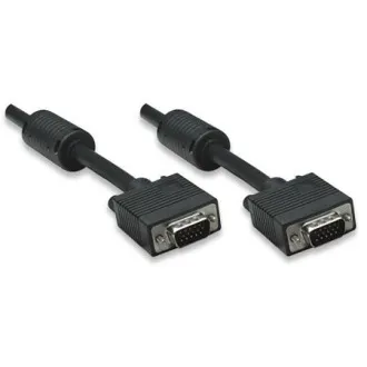 MANHATTAN SVGA kabel za monitor s feritnim jezgrama, HD15 muški / HD15 muški, 1,8 m, crni