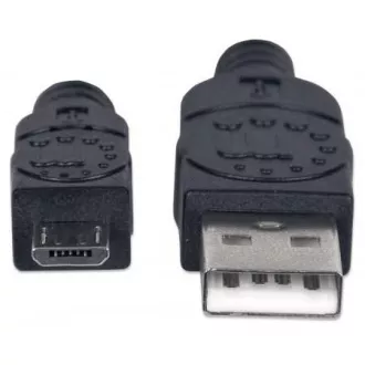 MANHATTAN Spojni kabel USB 2.0 A muški / Micro-B muški, 1.8m, crni