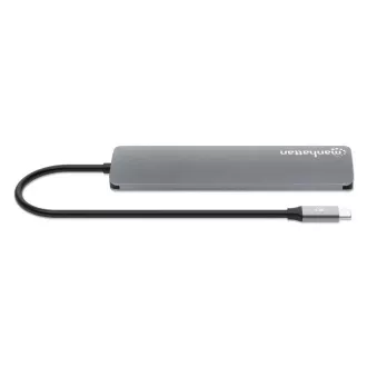 MANHATTAN USB-C 7-u-1 priključna stanica, 1xHDMI, 2xUSB-C, 2xUSB, čitač SD kartica, siva