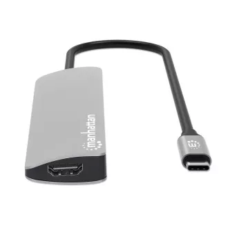 MANHATTAN USB-C 7-u-1 priključna stanica, 1xHDMI, 2xUSB-C, 2xUSB, čitač SD kartica, siva