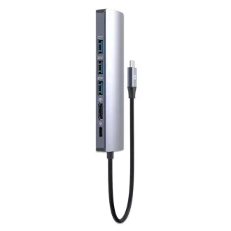 MANHATTAN USB-C 6-u-1 priključna stanica, 1xHDMI, 1xUSB-C, 3xUSB, 1xRJ45, siva