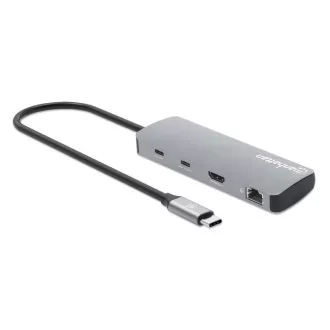 MANHATTAN USB-C 9-u-1 priključna stanica, 1xHDMI, 2xUSB-C, 3xUSB, 1xRJ45, čitač SD kartica, siva MANHATTAN USB-C 9-u-1 priključna stanica, 1xHDMI, 2xUSB-C, 3xUSB, 1xRJ45, čitač SD kartica, siva
