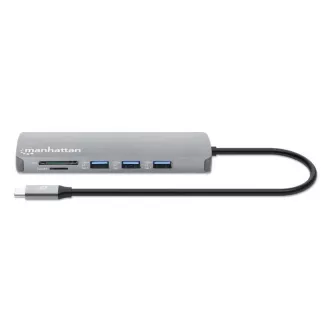 MANHATTAN USB-C 9-u-1 priključna stanica, 1xHDMI, 2xUSB-C, 3xUSB, 1xRJ45, čitač SD kartica, siva MANHATTAN USB-C 9-u-1 priključna stanica, 1xHDMI, 2xUSB-C, 3xUSB, 1xRJ45, čitač SD kartica, siva