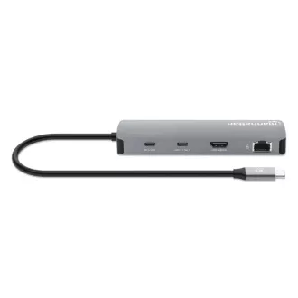 MANHATTAN USB-C 9-u-1 priključna stanica, 1xHDMI, 2xUSB-C, 3xUSB, 1xRJ45, čitač SD kartica, siva MANHATTAN USB-C 9-u-1 priključna stanica, 1xHDMI, 2xUSB-C, 3xUSB, 1xRJ45, čitač SD kartica, siva