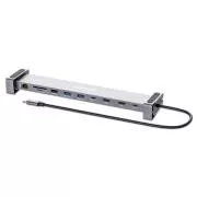 MANHATTAN USB-C 10v1 priključna stanica, 2xHDMI, 2xUSB-C, 3xUSB, 1xRJ45, čitač SD kartica, siva