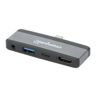 MANHATTAN USB-C 4-u-1 priključna stanica, 1xHDMI, 1xUSB-C, 1xUSB, 1x3,5 mm, siva