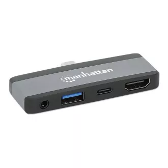 MANHATTAN USB-C 4-u-1 priključna stanica, 1xHDMI, 1xUSB-C, 1xUSB, 1x3,5 mm, siva