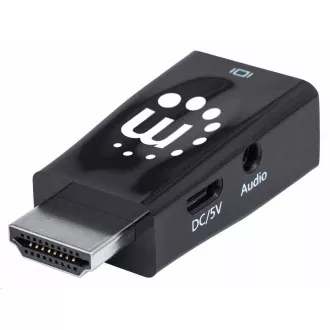 Manhattan HDMI na VGA adapter, mikro pretvarač, HDMI muški na VGA ženski, audio, crni