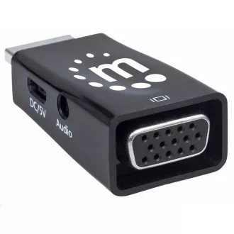 Manhattan HDMI na VGA adapter, mikro pretvarač, HDMI muški na VGA ženski, audio, crni