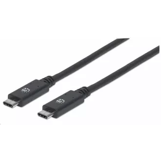 Manhattan USB-C kabel, USB 3.1 Gen 2, USB-C muški na USB-C muški, 10 Gbps, 5 A, 1 m, crni